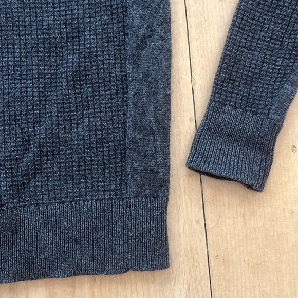 Wool + Yak Blend Grey Waffle Knit Sweater, Small - Picture 3 of 5